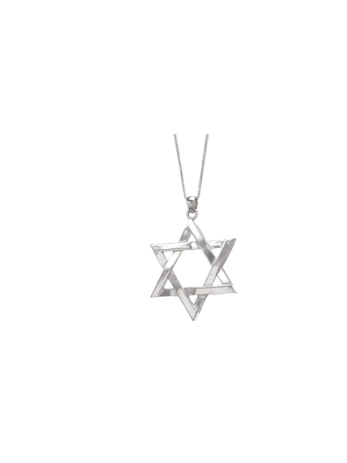 מגן דוד קלאסי זהב לבן 14 קראט גדול במיוחד פ , מתנות ט"ו באב , א