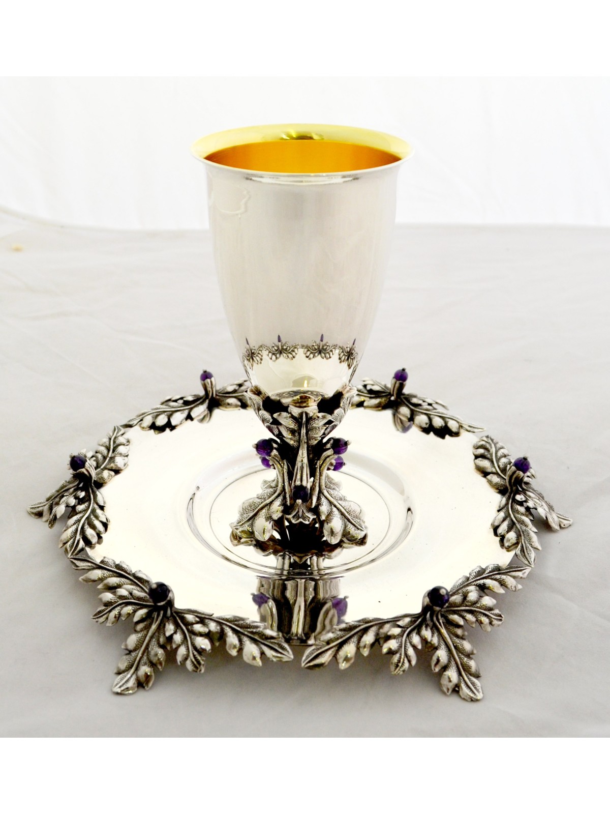 Sterling Silver with Kiddush Cup Amethyst Stones , Passover Gifts , Is