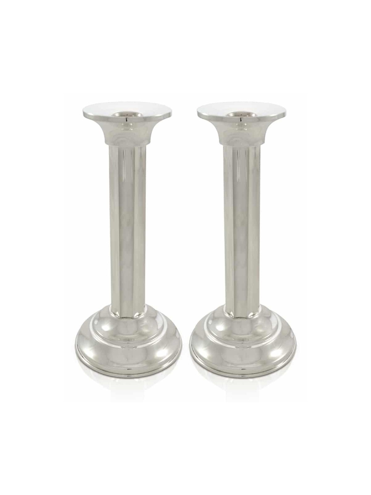 Large Sabbath Candlesticks and Tray , Sterling Silver Candlesticks , I