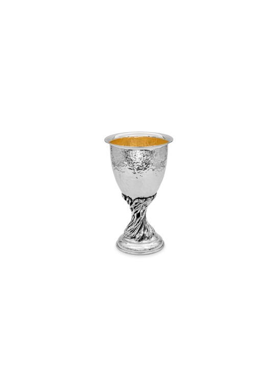Large Silver Nature-Inspired Elijah Cup Set , Modern Kiddush Cups , Is