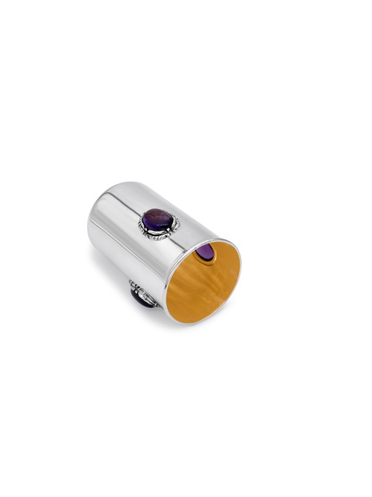 Kiddush Cup Set for Shabbat with Big Amethyst Ston , Passover Gifts ,
