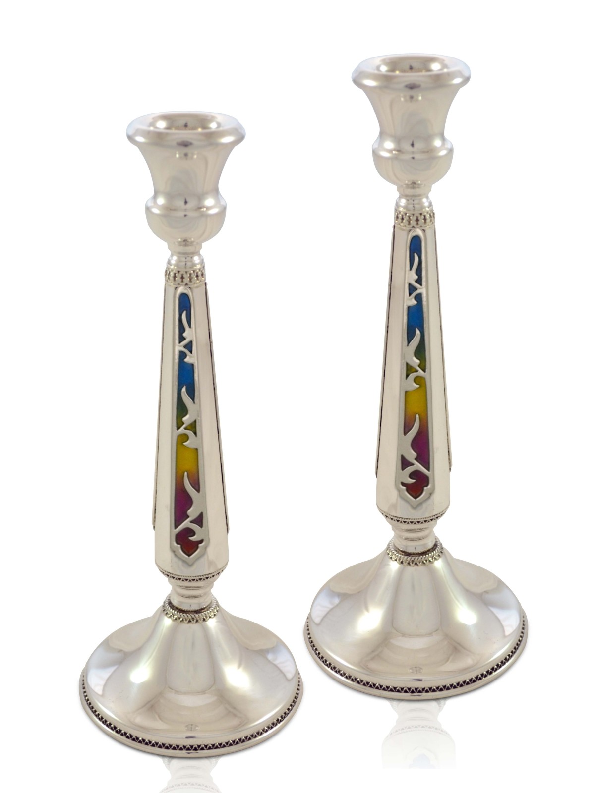 Grands chandeliers émaillés colorés, chandeliers en argent sterling,