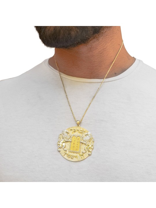 תליון עשרת הדברות זהב 14K, תכשיטי ירושלים, יהדות ישראלית
