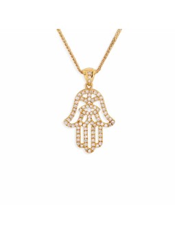 Pendentif Hamsa en diamant d'or 14 carats avec mauvais œil, cadeaux Tu B'Av, israélien