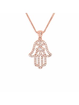 Small Hamsa and Evil Eye Necklace with Diamonds , Add 14K Chain , Isra