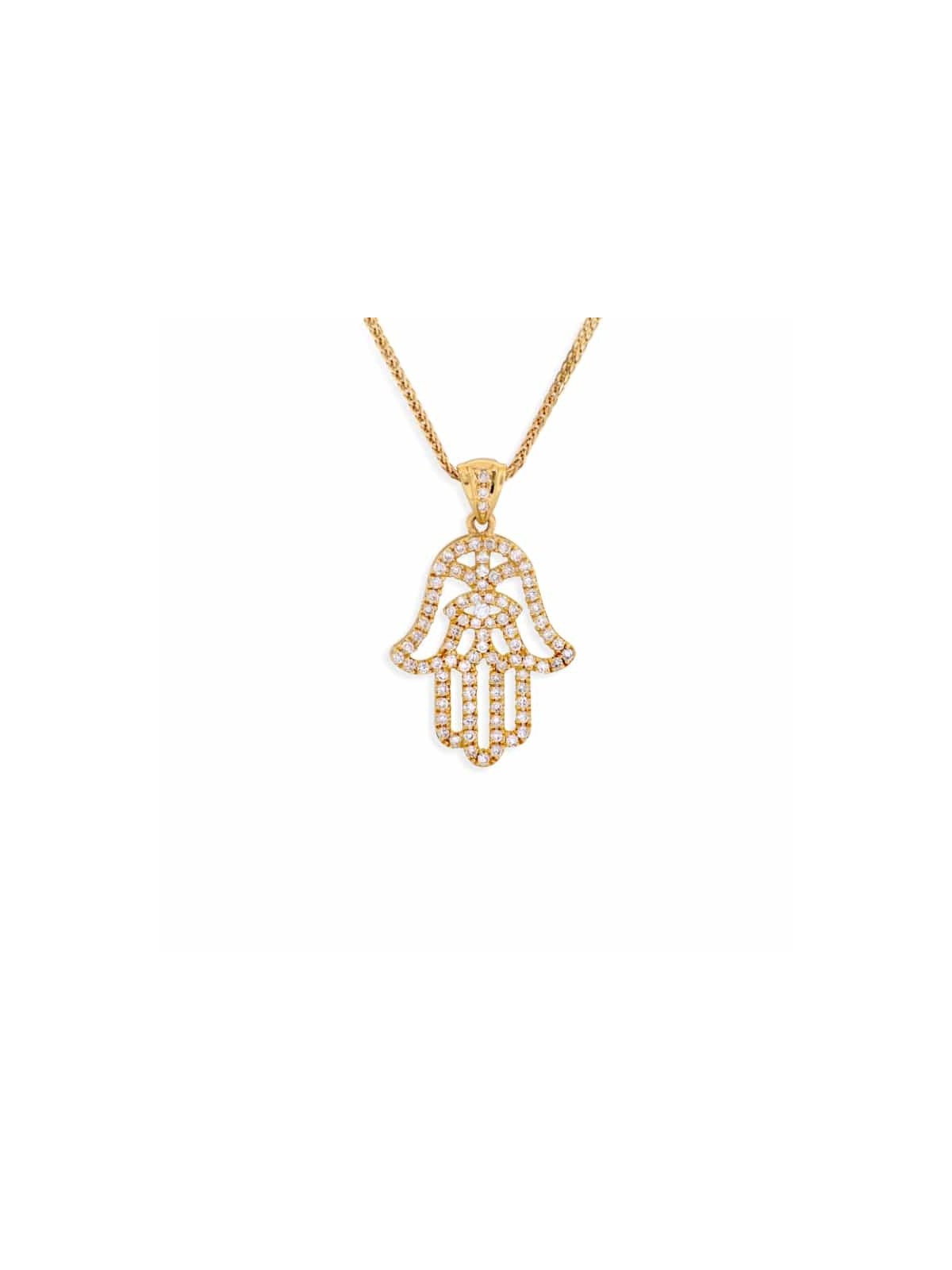 Petit collier Hamsa et Evil Eye avec diamants, ajouter une chaîne 14K, Isra