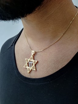 Pendentif étoile de David en or Chai Inside Diamonds , Tu B'Av Gifts , Isra