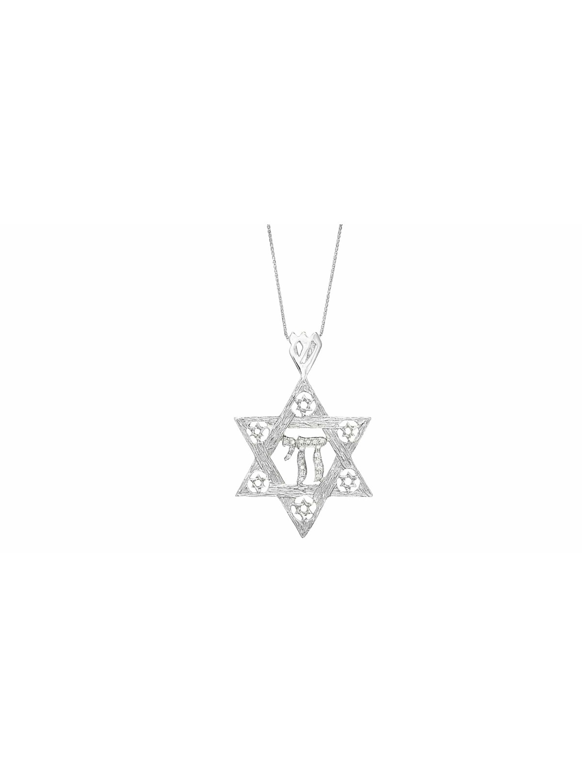 Gold Star of David pendant Chai Inside Diamonds , Tu B'Av Gifts , Isra
