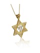 Gold Star of David pendant Chai Inside Diamonds , Tu B'Av Gifts , Isra