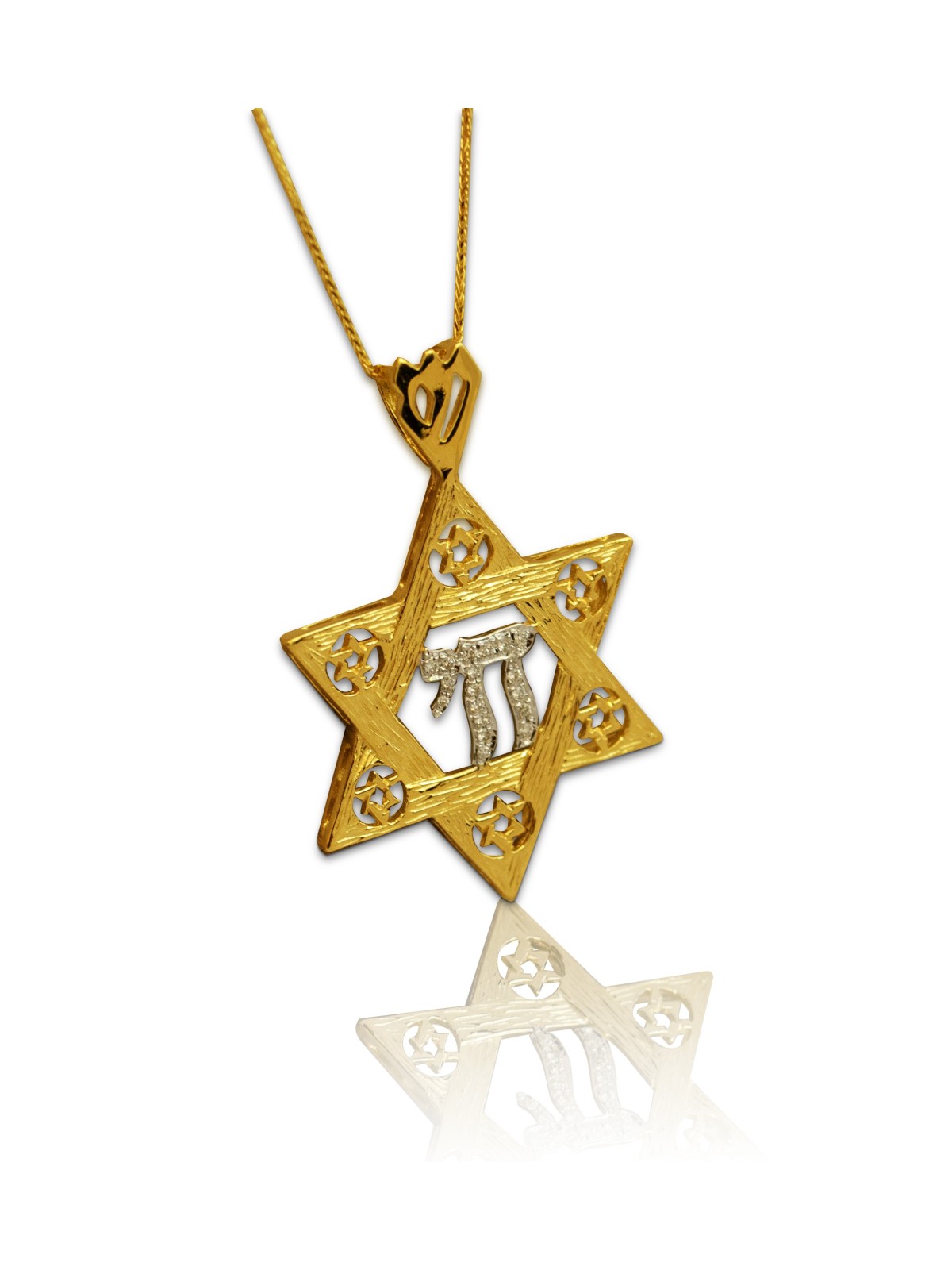 Pendentif étoile de David en or Chai Inside Diamonds , Tu B'Av Gifts , Isra