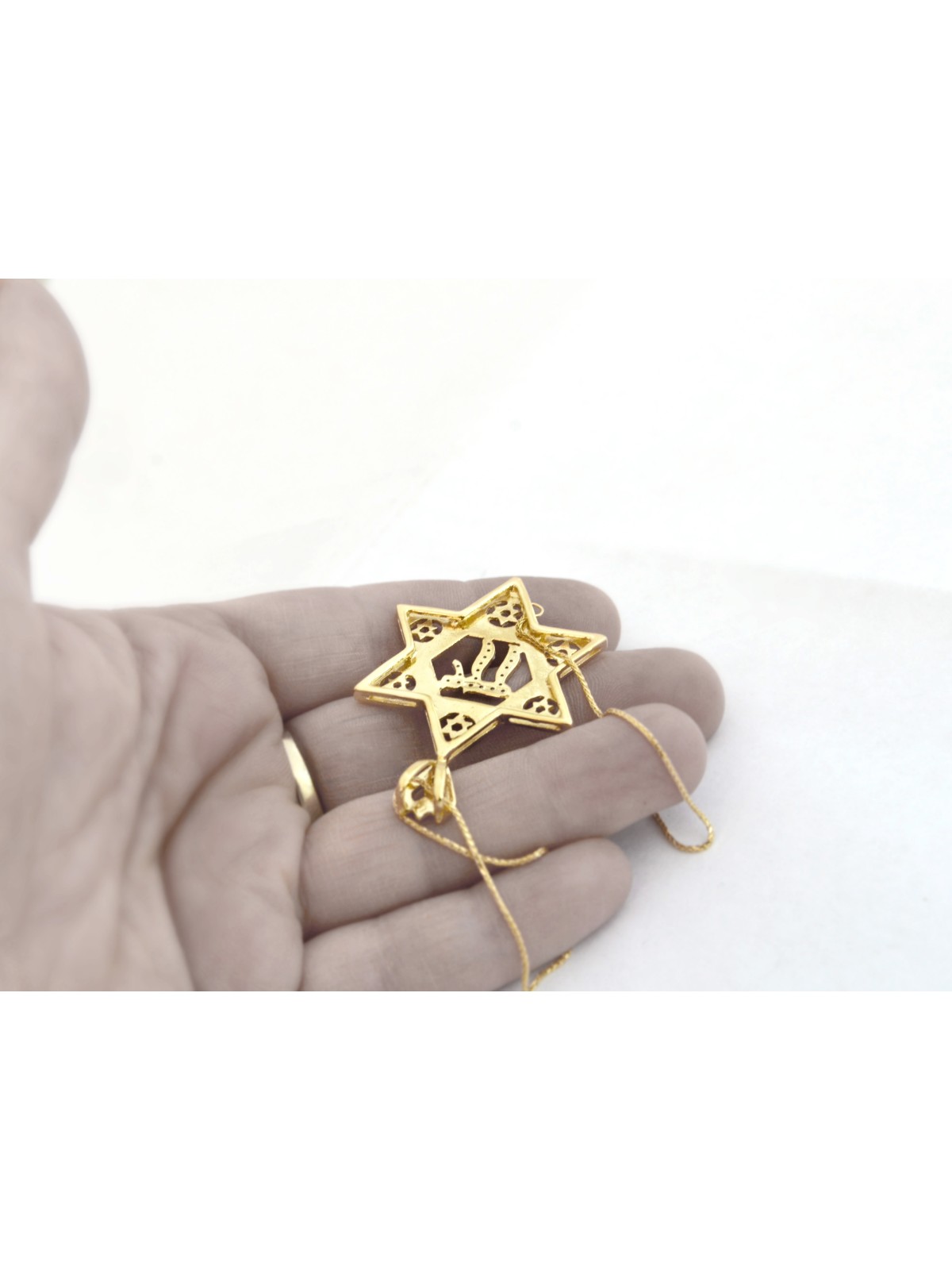 Pendentif étoile de David en or Chai Inside Diamonds , Tu B'Av Gifts , Isra