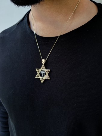14K Belle étoile de David Chai Collier , Cadeaux Tu B'Av , Ju israélien