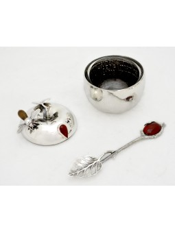 Petit plat de miel avec pierre cornaline naturelle, cadeaux Tu B'Av, Israël