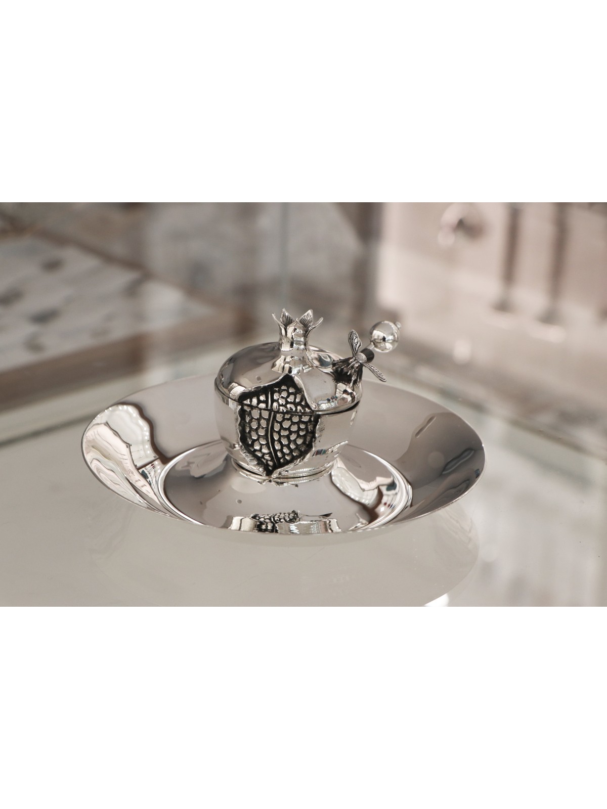Ensemble de plats de miel de grenade argentée, cadeaux de mariage juifs, Jud israélien
