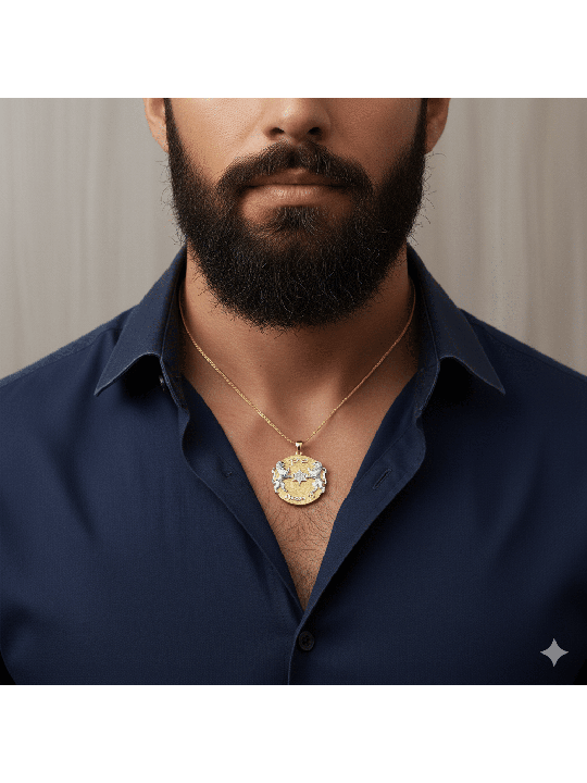 Pendentif de bénédiction sacerdotale Lion de Juda en or 14 carats avec, ajouter une chaîne 14 carats, I