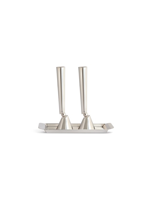 Tall Sterling Silver Modern Candlesticks , Passover Gifts , Israeli Ju