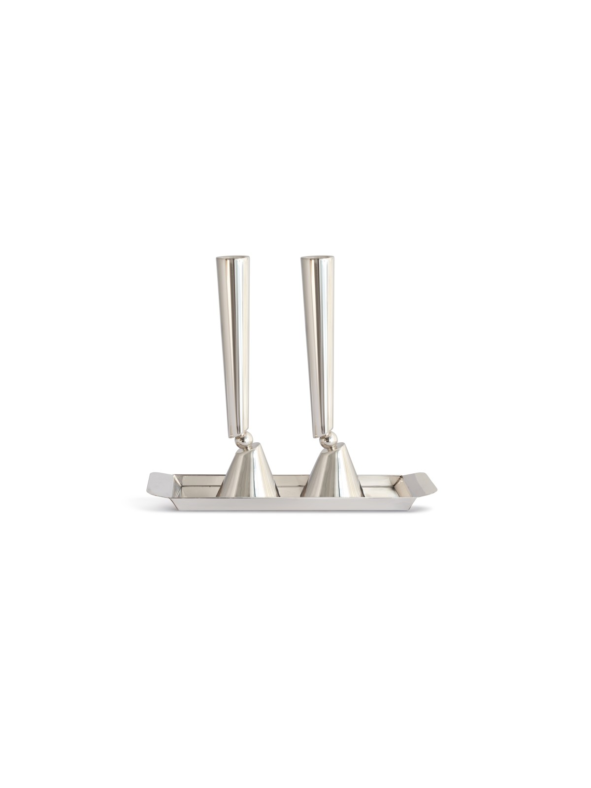 Tall Sterling Silver Modern Candlesticks , Passover Gifts , Israeli Ju