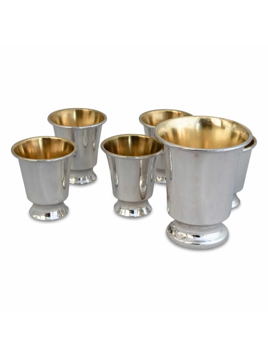 Ensemble de Kiddouch en argent avec 6 mini tasses à liqueur, cadeaux de Pâque, israélien