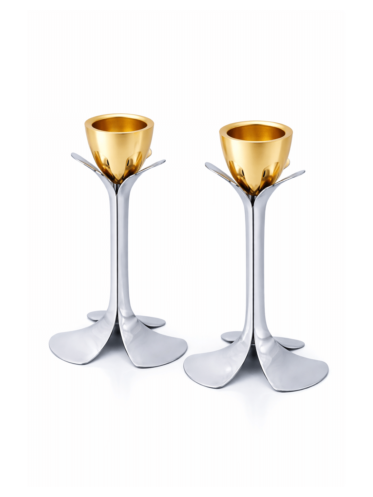 Silver and Gold Plated Metal Blooming Petal Candle , Jewish Wedding Gi