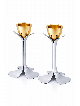 Bougie de pétale de floraison en métal plaqué argent et or, Gi de mariage juif