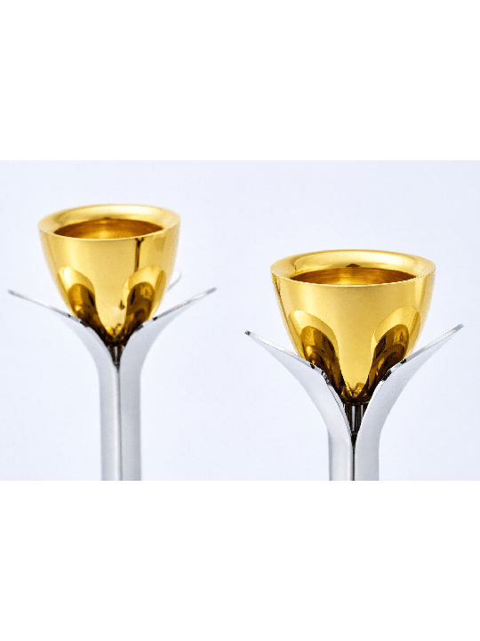 Bougie de pétale de floraison en métal plaqué argent et or, Gi de mariage juif