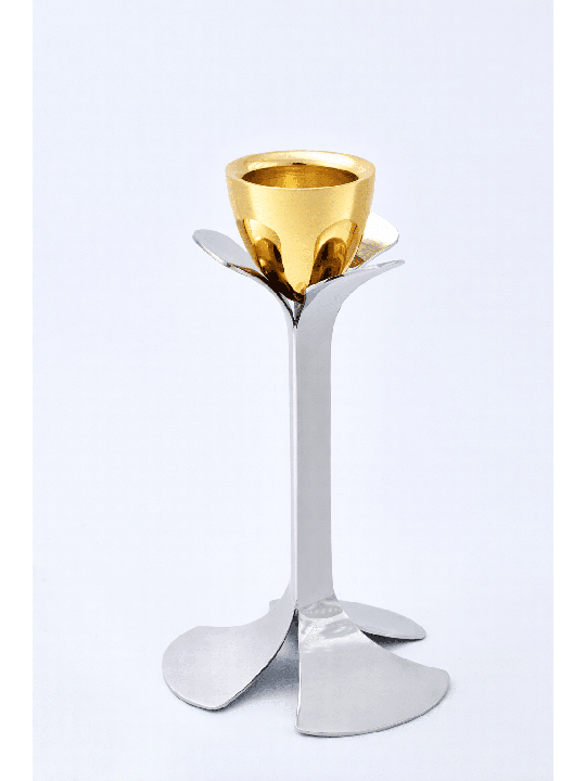 Bougie de pétale de floraison en métal plaqué argent et or, Gi de mariage juif