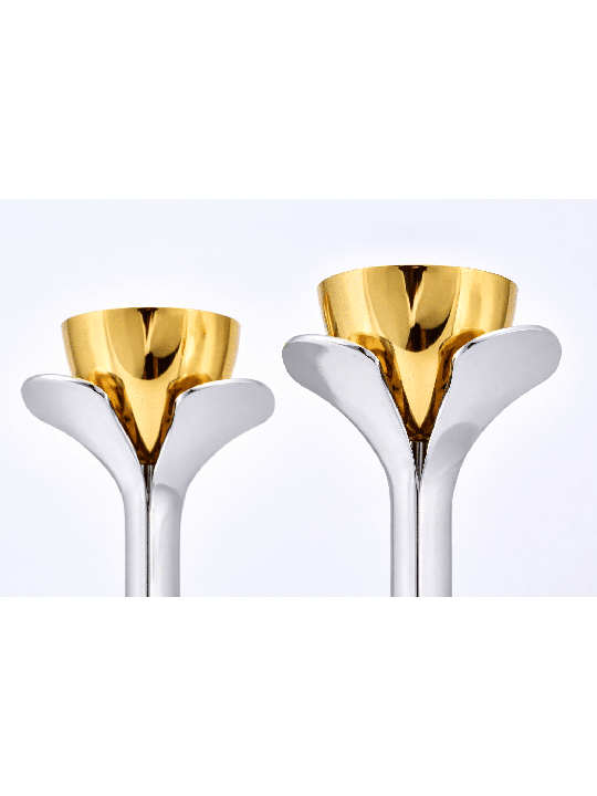 Silver and Gold Plated Metal Blooming Petal Candle , Jewish Wedding Gi