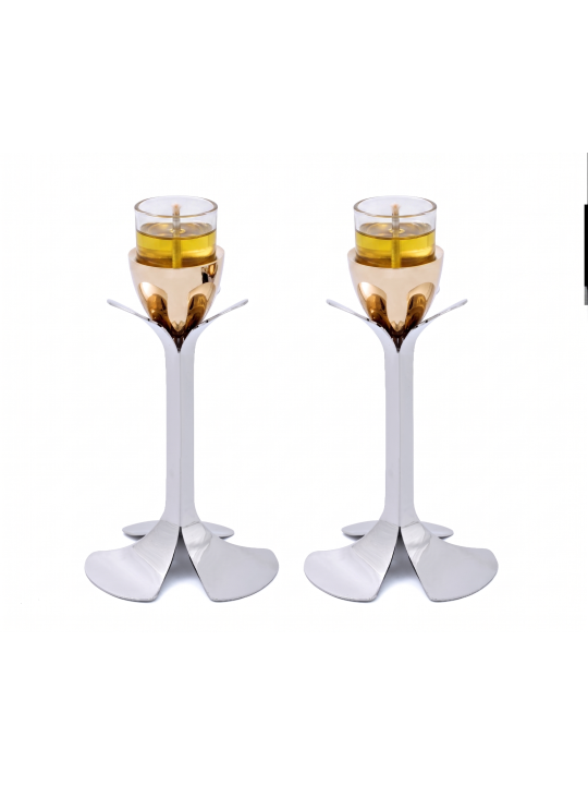 Bougie de pétale de floraison en métal plaqué argent et or, Gi de mariage juif