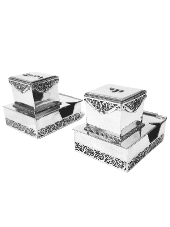 Custom Made Sterling Silver Filigree Tefillin Boxe , Tefillin and Tefi