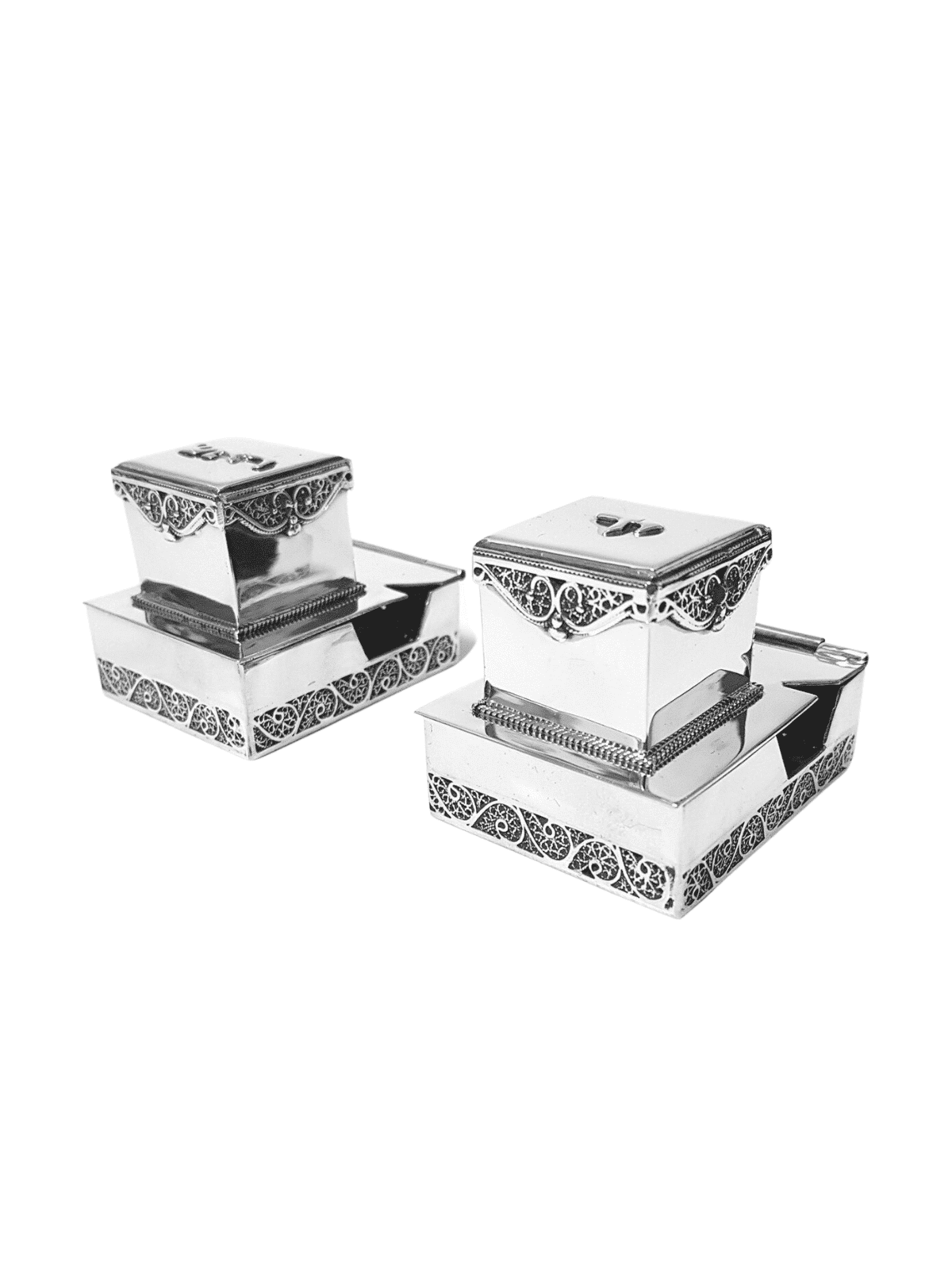 Custom Made Sterling Silver Filigree Tefillin Boxe , Tefillin and Tefi