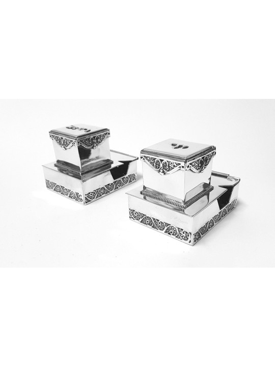 Boîte Tefillin en filigrane en argent sterling sur mesure, Tefillin et Tefi