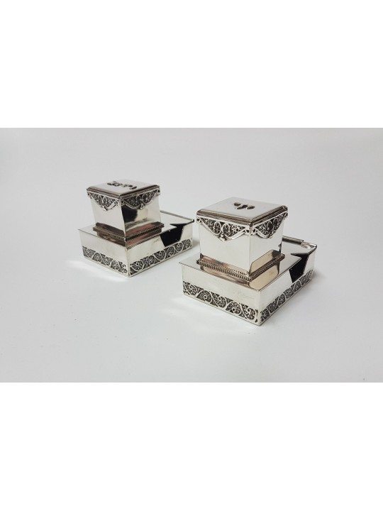 Custom Made Sterling Silver Filigree Tefillin Boxe , Tefillin and Tefi