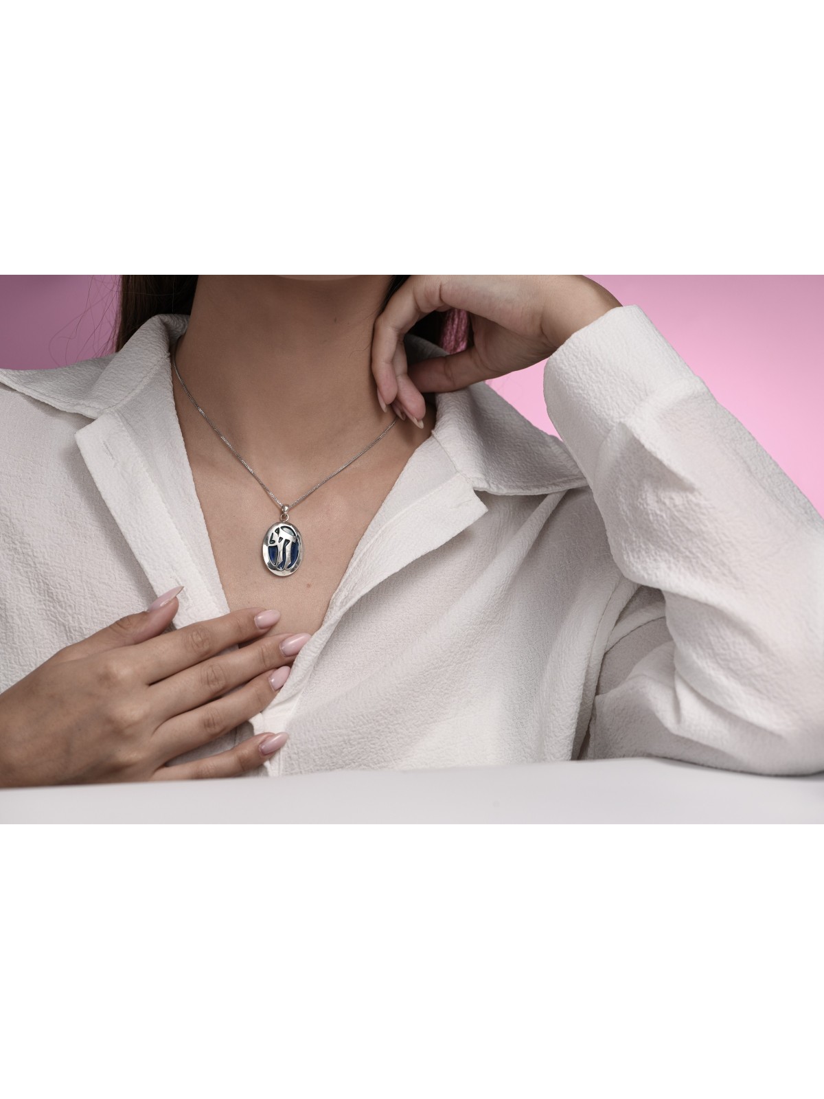 Collier émaillé Chai décoré en or 14 carats de taille géante, ajouter une chaîne 14 carats, I