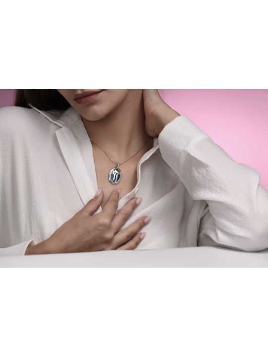 Collier émaillé Chai décoré en or 14 carats de taille géante, ajouter une chaîne 14 carats, I