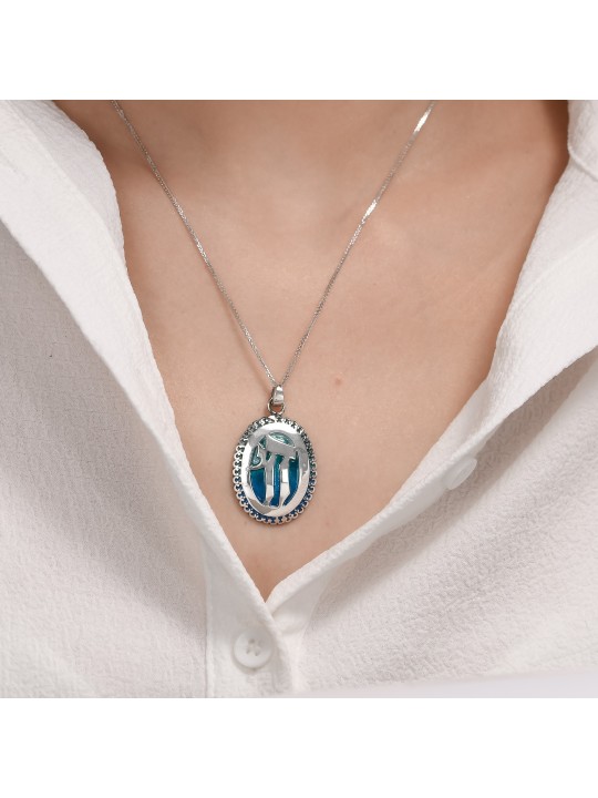 Collier émaillé Chai décoré en or 14 carats de taille géante, ajouter une chaîne 14 carats, I