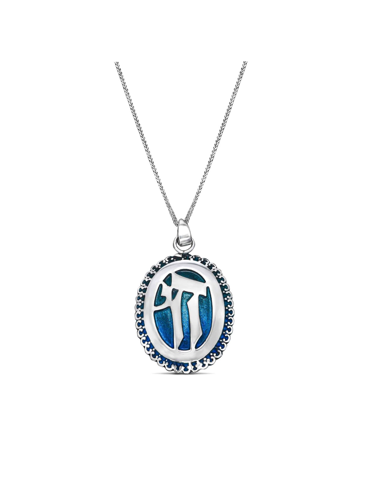 Collier émaillé Chai décoré en or 14 carats de taille géante, ajouter une chaîne 14 carats, I