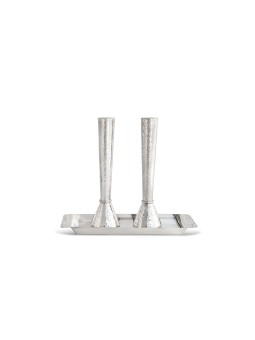 Chandeliers en argent martelé de taille moyenne avec plateau, canette en argent sterling