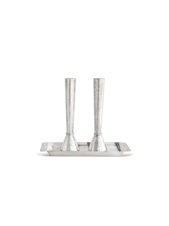 Chandeliers en argent martelé de taille moyenne avec plateau, canette en argent sterling