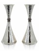 Bougeoirs en argent martelé avec pierres d'améthyste, argent sterling Ca