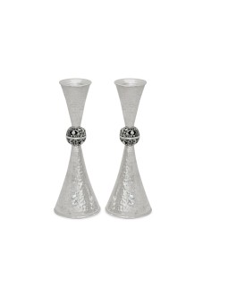 Grands chandeliers en argent sterling martelés, chandelier en argent sterling