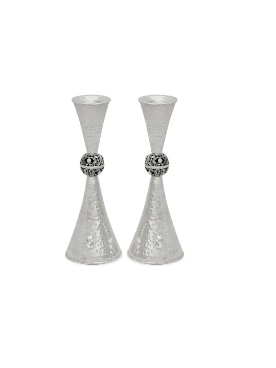 Grands chandeliers en argent sterling martelés, chandelier en argent sterling