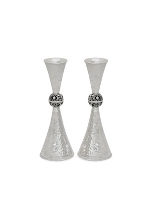Grands chandeliers en argent sterling martelés, chandelier en argent sterling