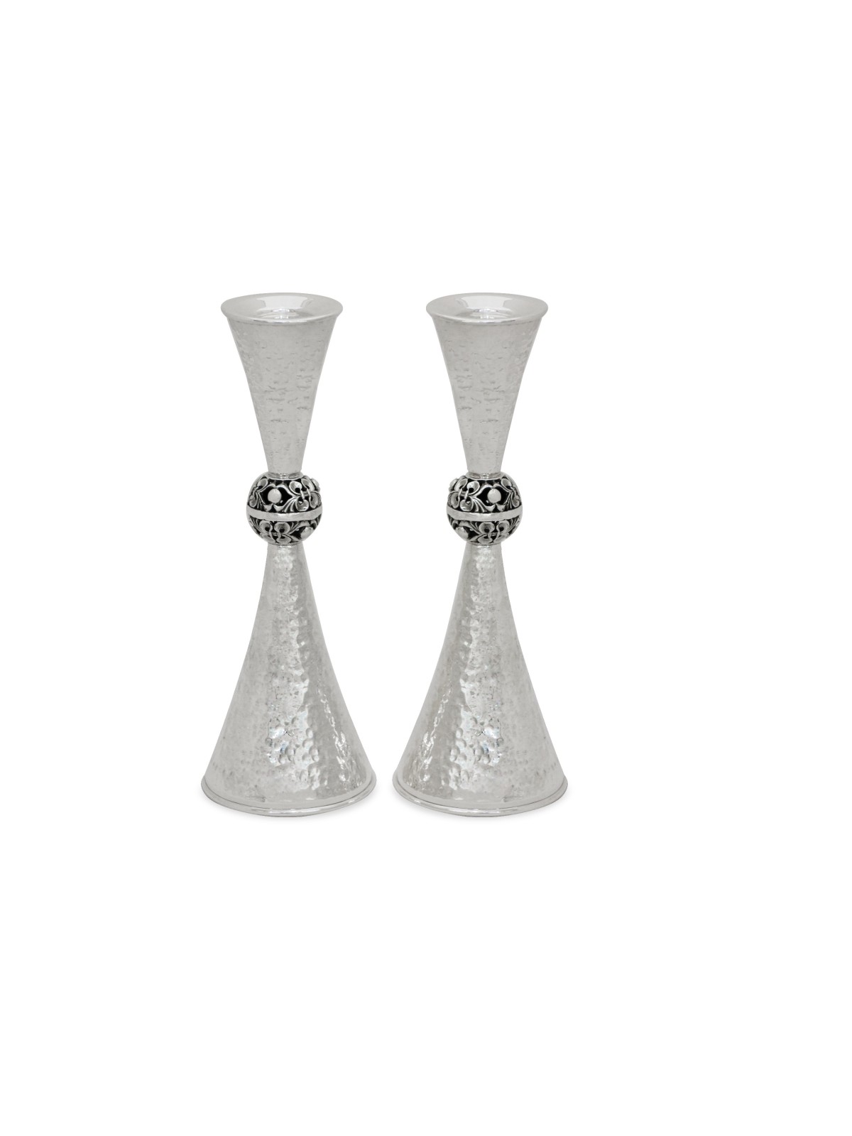 Grands chandeliers en argent sterling martelés, chandelier en argent sterling