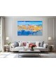 Contemporary Abstract Blue and Gold Western Wall K , Jewish Abstract A