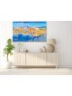 Contemporary Abstract Blue and Gold Western Wall K , Jewish Abstract A
