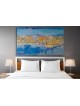 Mur occidental abstrait contemporain bleu et or K, abstrait juif A