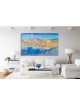 Contemporary Abstract Blue and Gold Western Wall K , Jewish Abstract A