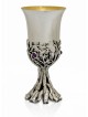 Amethyst Stones Floral Silver Eliyahu Cup , Cadeaux de Pâque , Israélien J