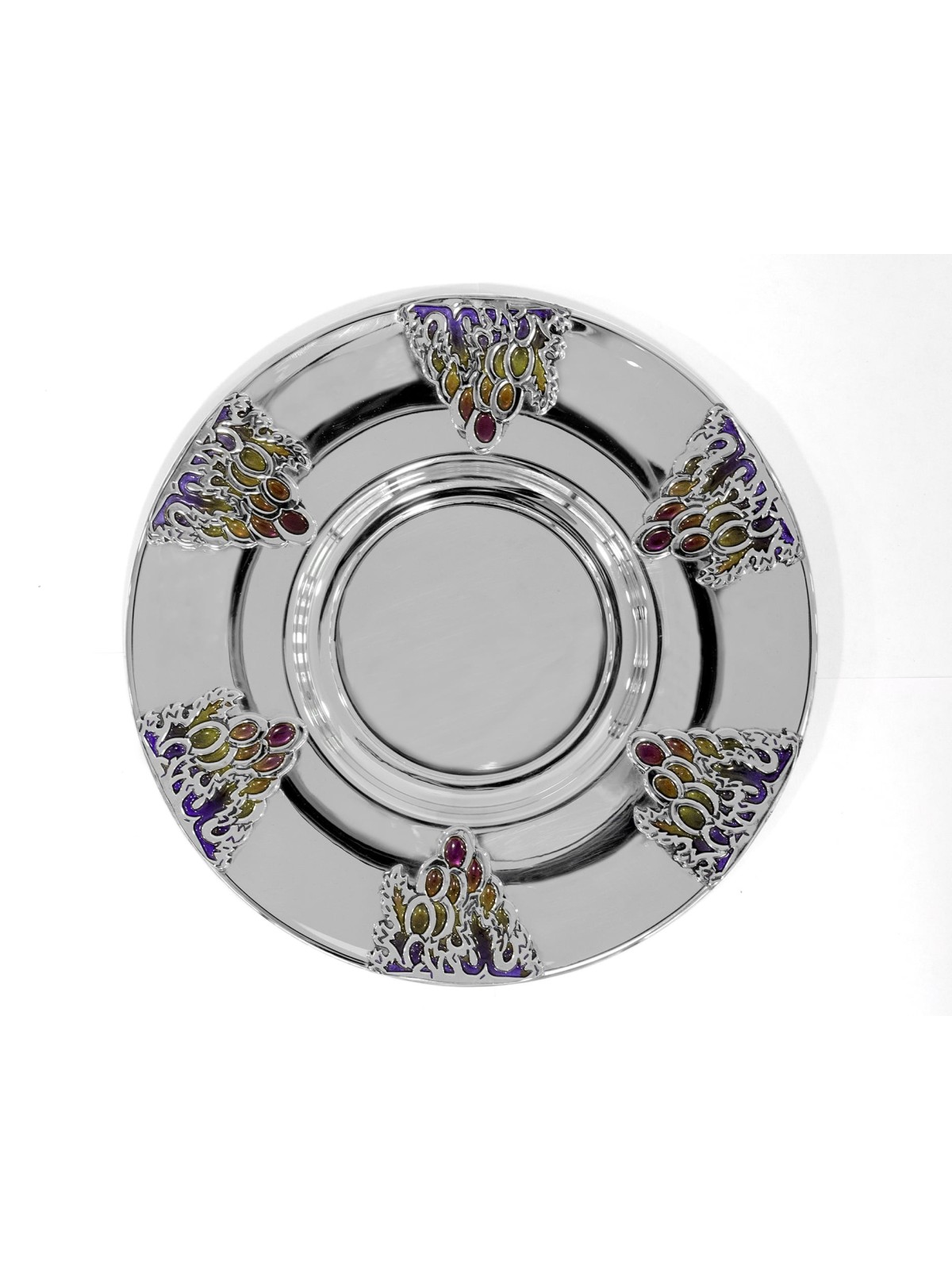 Grapes Design Silver Kiddush Cup Set , Coupes de Kiddush modernes , Israélien J
