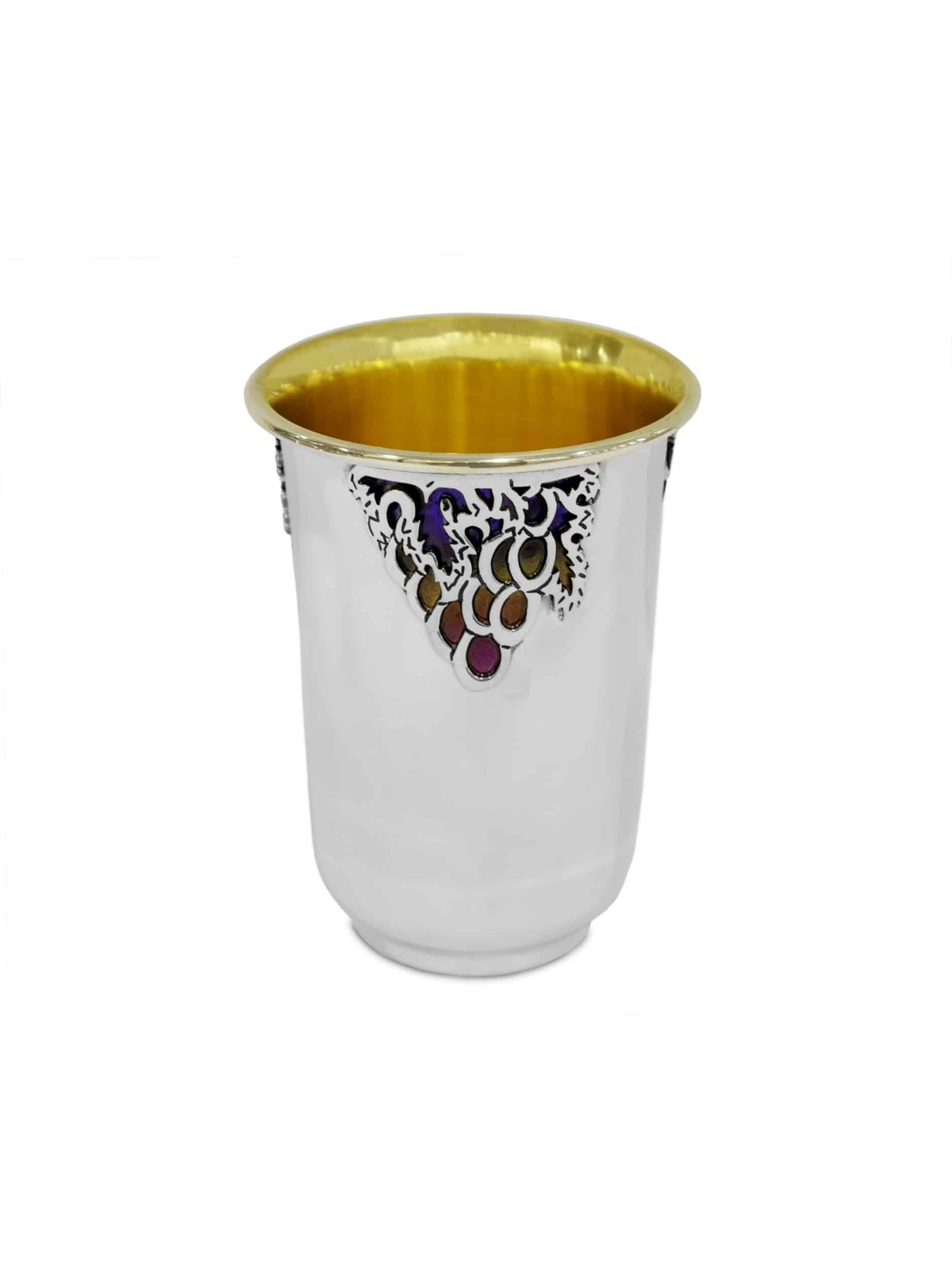 Grapes Design Silver Kiddush Cup Set , Modern Kiddush Cups , Israeli J